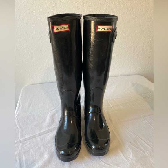 Hunter Tall Black Rain Boots Size 9 - Picture 1 of 9